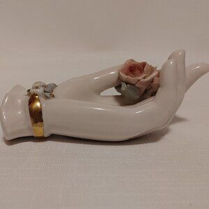 Beautiful Vintage Hand Ring Holder Hand Made in Japan Light Lavender 40s 50s